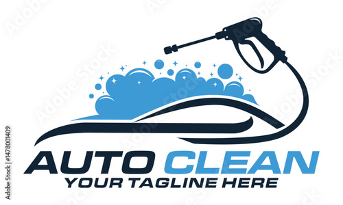Car wash with pressure wash logo design vector template illustration
