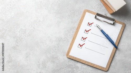 Wallpaper Mural Completed Checklist on Clipboard with Fountain Pen, Planning and Productivity Concept checklist pen Torontodigital.ca