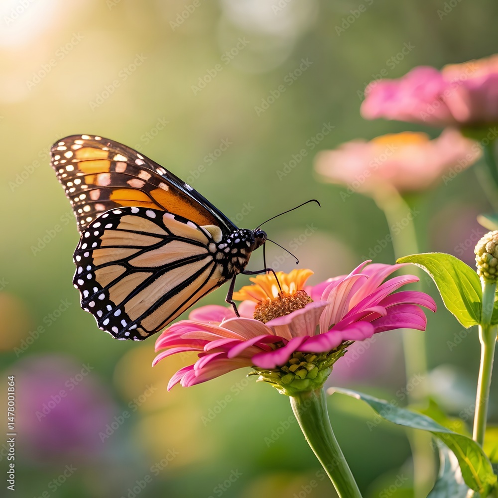 Naklejka premium butterfly on flower