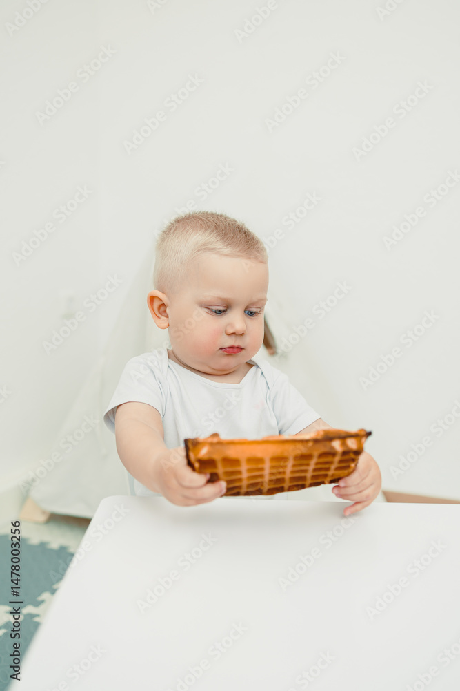 In a joyful environment, a toddler plays with colorful toys at home, inspiring creativity and happiness while promoting development through exploration during crucial early growth