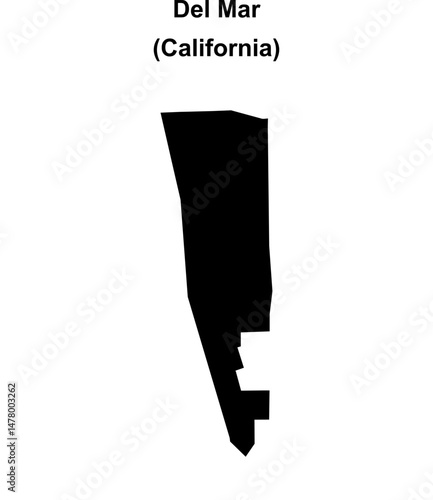 Del Mar (California) blank outline map