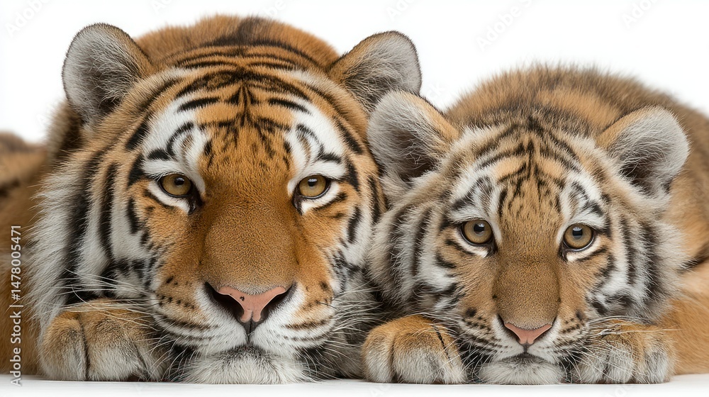 Fototapeta premium Two majestic big cats resting together showcasing their striking features and natural beauty i