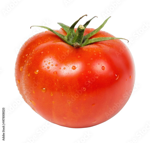 Wallpaper Mural PNG Fresh red tomato with water droplets and green stem Torontodigital.ca