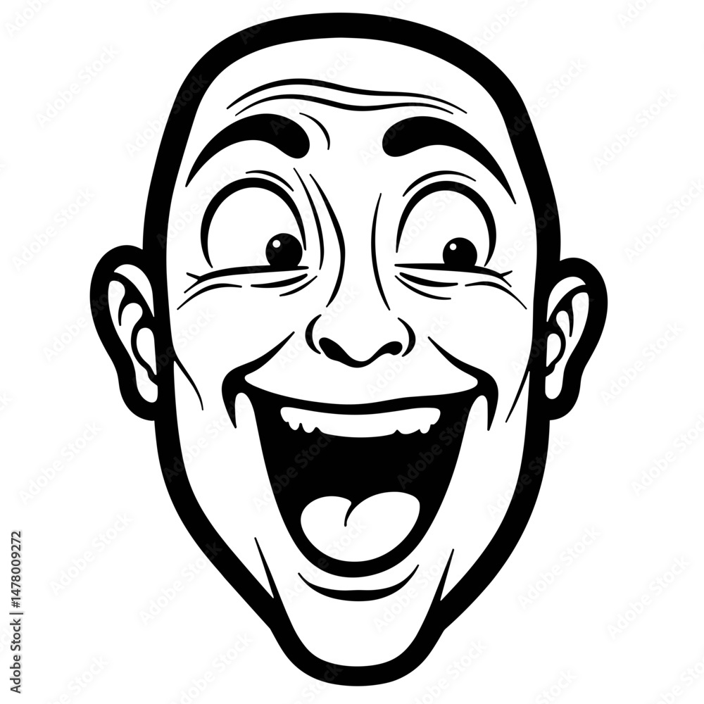 Joyful expression with bold lines on white background, emotional clarity Joyful expression with bold lines on white background, emotional clarity