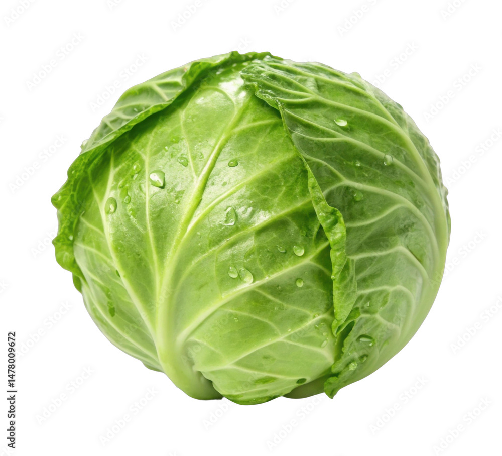 PNG Fresh green cabbage with water droplets PNG Fresh green cabbage with water droplets