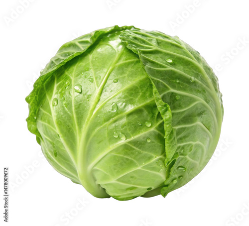 PNG Fresh green cabbage with water droplets