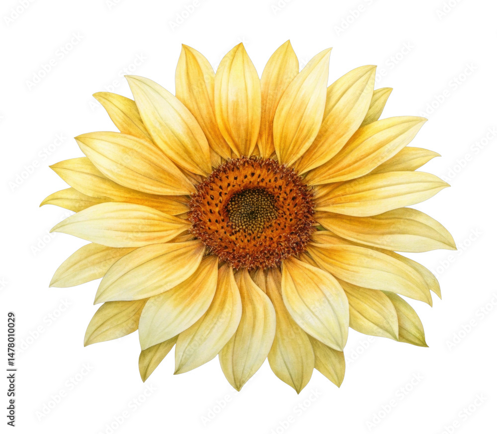 Fototapeta premium PNG Vibrant yellow sunflower with detailed petals and seed center