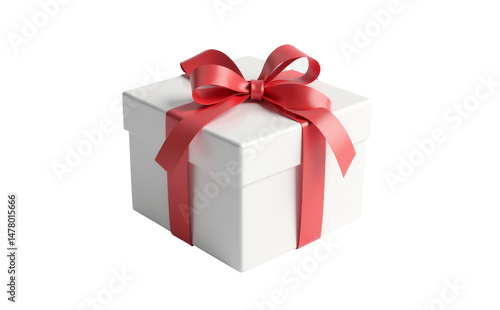 Wallpaper Mural White Gift Box With Red Ribbon isolated on transparent background, PNG  Torontodigital.ca