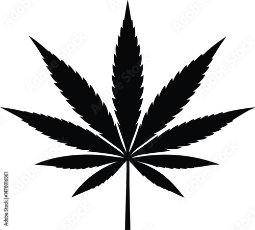 Cannabis or marijuana hemp leaf silhouette vector 