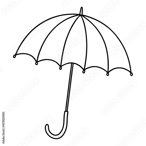 Umbrella outline illustration, vector style, representing protection and weather themes