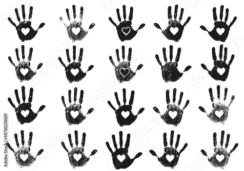 Embracing Humanity With Open Hearts Diverse Handprints Unite in Solidarity and Compassion Symbolizing a Shared Commitment to Global Harmony and Collaborative Efforts for a Better World	