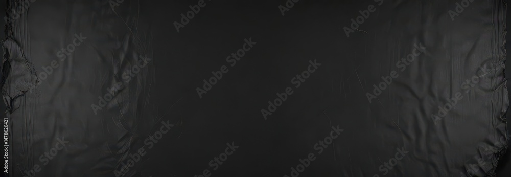 Fototapeta premium Creased black paper; worn, tattered edges, authentic vintage look , wrinkles, texture background