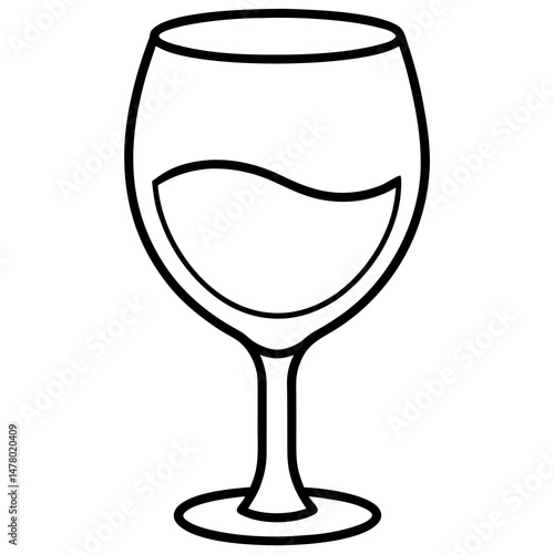 Wine glass outline illustration, vector style, perfect for beverage and restaurant industry