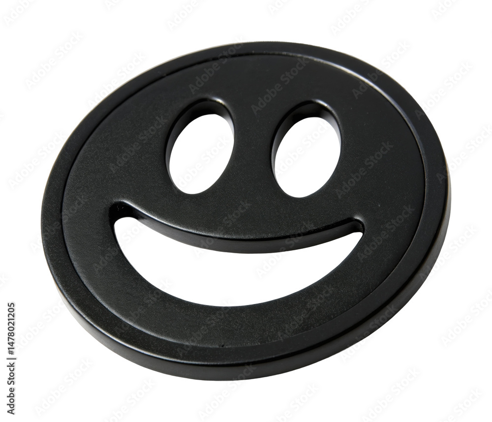 Fototapeta premium PNG Smiling face emoticon symbol on plain surface