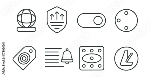 Line style icons of breathing tools and aids: breath ball icon, visual breath guide badge, breathing app toggle, circle animation file, countdown light tag, guided chime chart, tactile breath tool