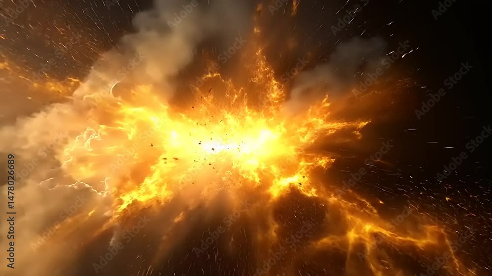 Cosmic explosion, vibrant fiery burst