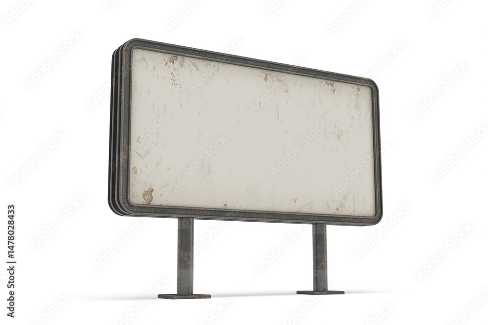 Obraz premium Blank Rusted Metal Billboard Sign on White Background