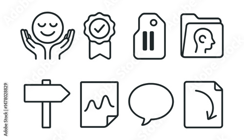 Line style icons of relaxation without rules: whatever helps icon, no agenda badge, permission to pause tag, listen to self file, no fixed way board, freeform rest chart, you choose bubble, release