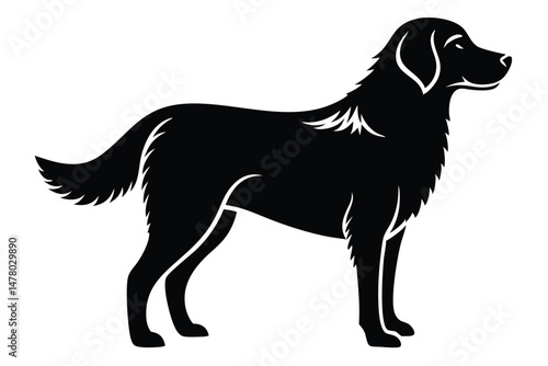 Stylish Silhouette of a Standing Golden Retriever Dog, Side View Vector Graphic