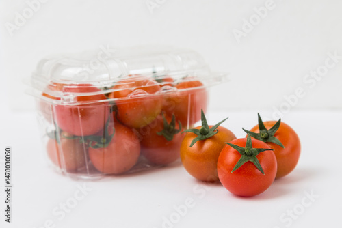 Red Cherry Tomatoes on White Background