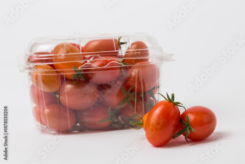 Red Cherry Tomatoes on White Background