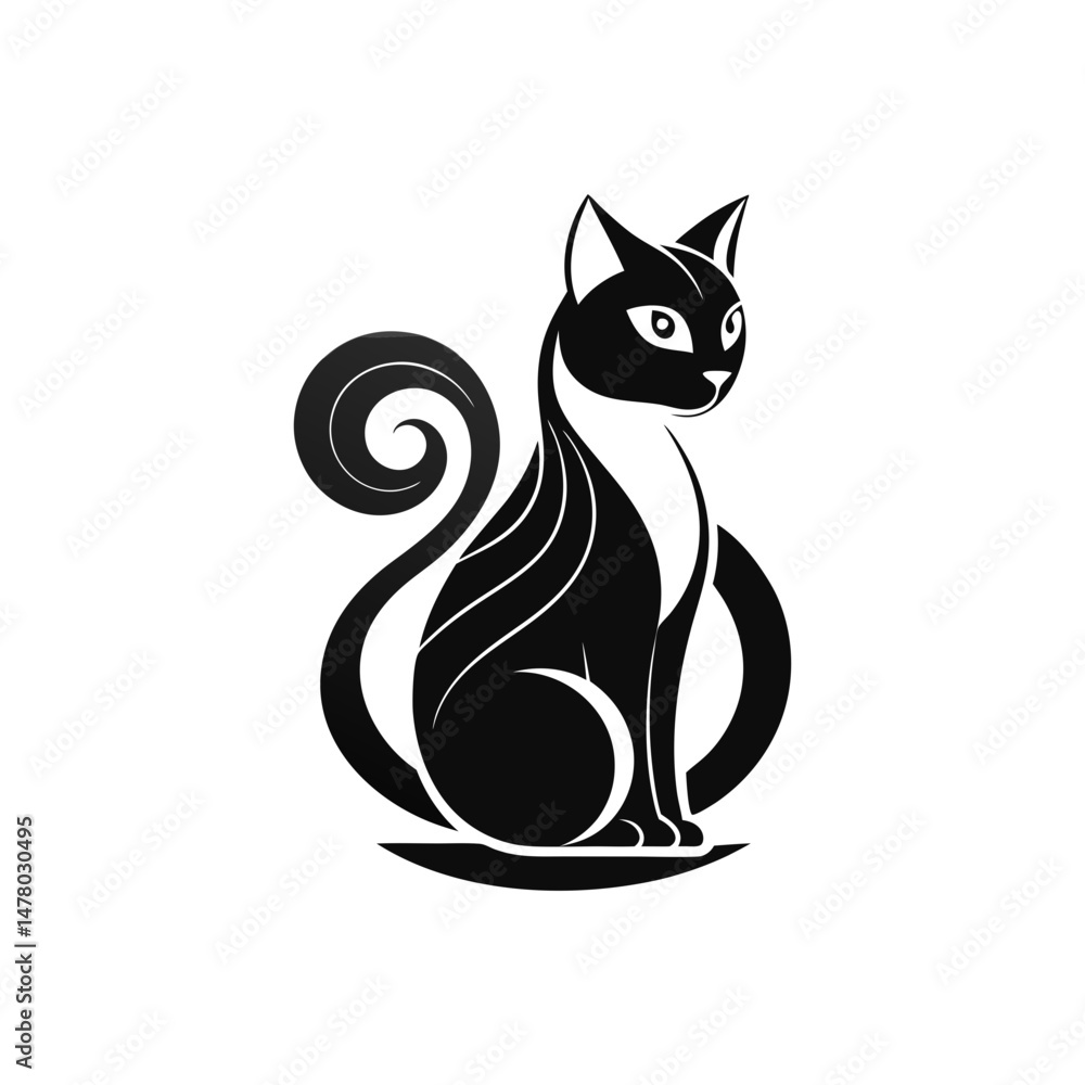 Obraz premium black cat silhouette logo icon vector art