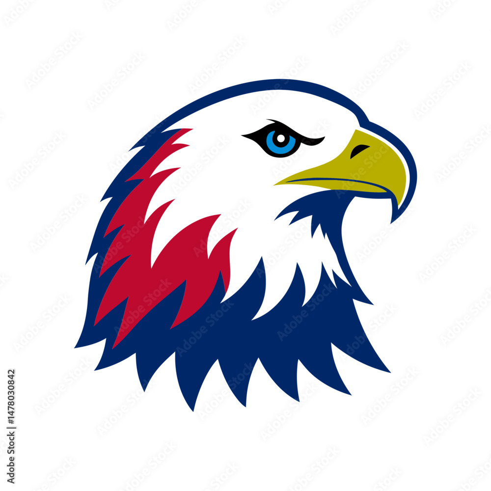 Obraz premium american bald eagle with flag icon vector illustration