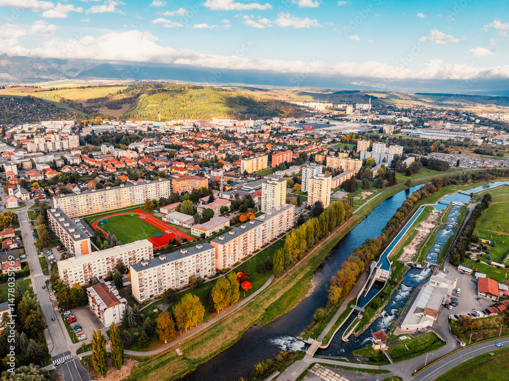 Liptov region with mountains around. Liptovsky Mikulas landspace, slovakia.