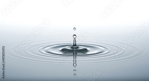 水面に広がる 透明な水の滴 美しい波紋. AI Generated