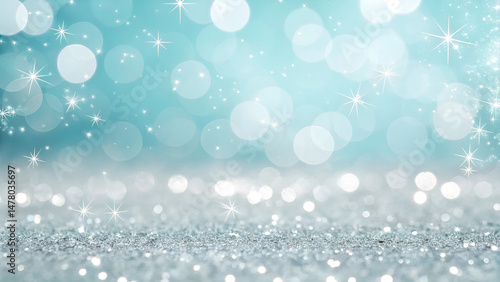 Blue Sparkle Bokeh Background with Glitter 