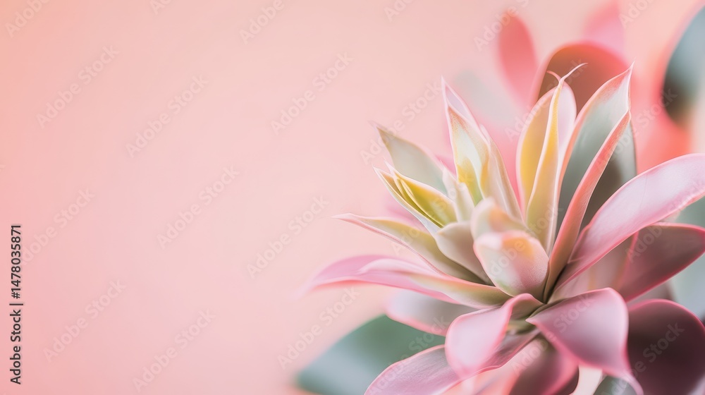 Colorful succulent with soft pink background Colorful succulent with soft pink background