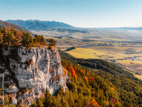 Obraz na płótnie Liptov region with Cerenova rock with Tatras mountains around. Liptovsky Mikulas landscape, Slovakia. w salonie