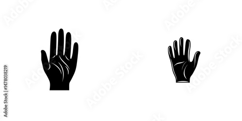 Vector illustration of two hands in different sizes representing communication and gestures of greeting or signaling