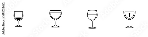 Vector illustration icons of different glass types representing various drinks and occasions in a simple and elegant design