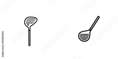 Vector illustration of golf clubs showing two distinct designs in a simple monochrome style