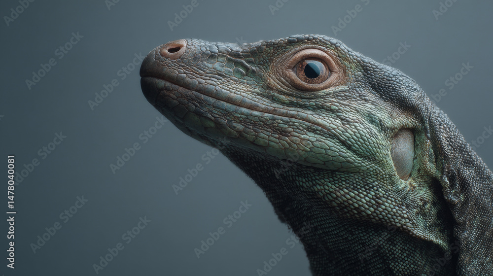 Detailed close-up of a reptile showcasing its intricate skin and expressive eyes. Detailed close-up of a reptile showcasing its intricate skin and expressive eyes.