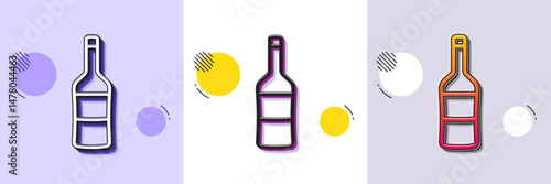 Wine bottle line icon. Halftone dotted pattern. Gradient icon with grain shadow. Merlot or Cabernet Sauvignon sign. Line wine icon. Various designs. Vector