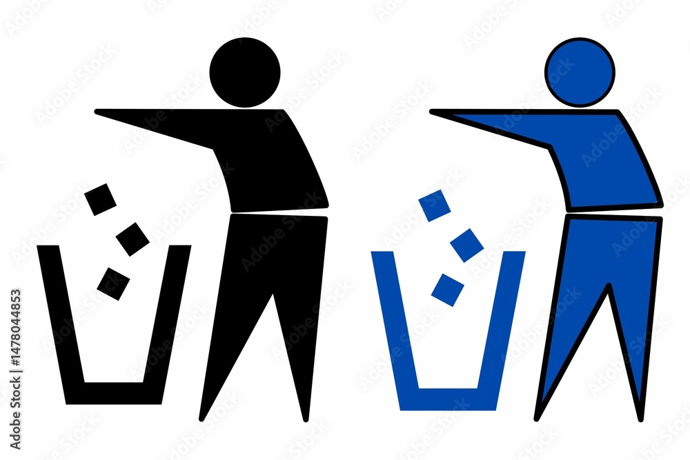 Silhouette of people throwing garbage in garbage bin, Silhouette of people throwing garbage in garbage bin,