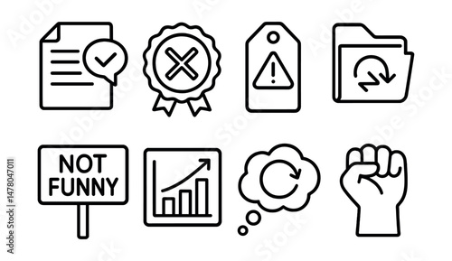 Line style icons of bystander response tools: report and support icon, don’t share badge, alert adult tag, de-escalate file, “not funny” board, step away chart, break the loop bubble, strong stand