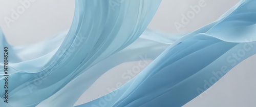 Soft, light blue abstract shapes, flowing, delicate, calm, abstract art