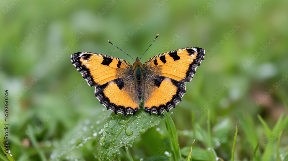 Vibrant butterfly resting on leaf with symmetrical wing pattern close up Vibrant butterfly resting on leaf with symmetrical wing pattern close up