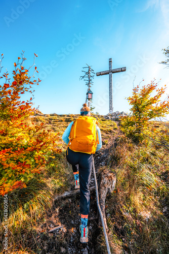 Liptov region Hiking in Tatras mountains to autumn cerenova rock view near Liptovsky Mikulas , slovakia.