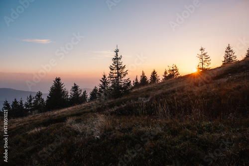 Obraz na płótnie Sunset over Liptov region in Low Tatras mountains. Lajstoch near certovica pass landspace, slovakia. w salonie