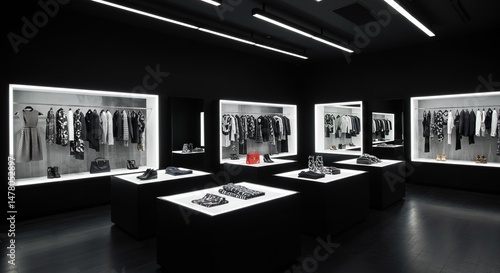 Chic boutique monochrome fashion display