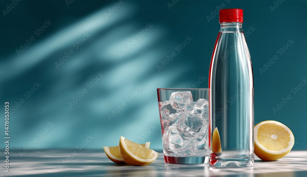 Refreshing Water With Lemon and Ice in a Bright Setting