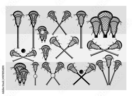 Lacrosse Stick SVG Silhouette Bundle, Lacrosse Silhouette, Sports Svg, Lacrosse Ball Svg, Ball Svg, Lacrosse Png, Lacrosse Svg Images, Cut Files