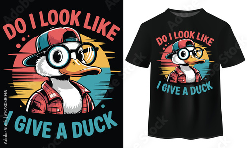 Funny Duck Vector Illustration – Cool Hipster Bird with Attitude T-Shirt Design