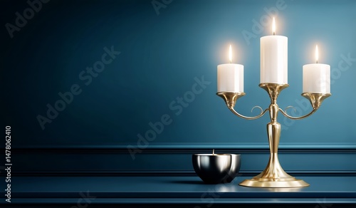 Elegant Candle Arrangement With Warm Light on Wooden Table