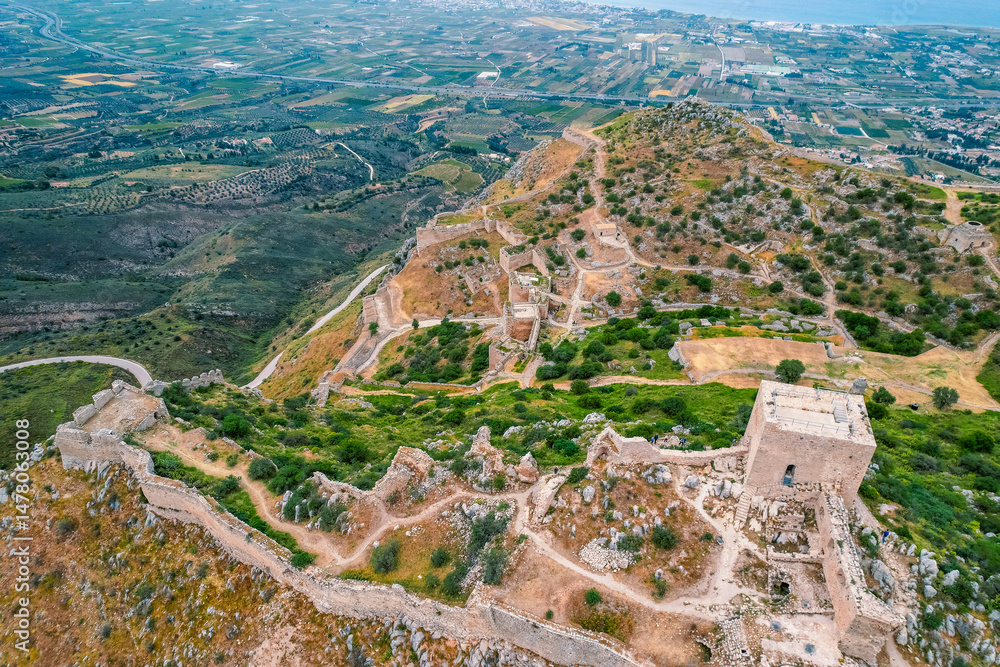 Acrocorinth fortress, Upper Corinth, the acropolis of ancient Corinth Peloponnese, Greece