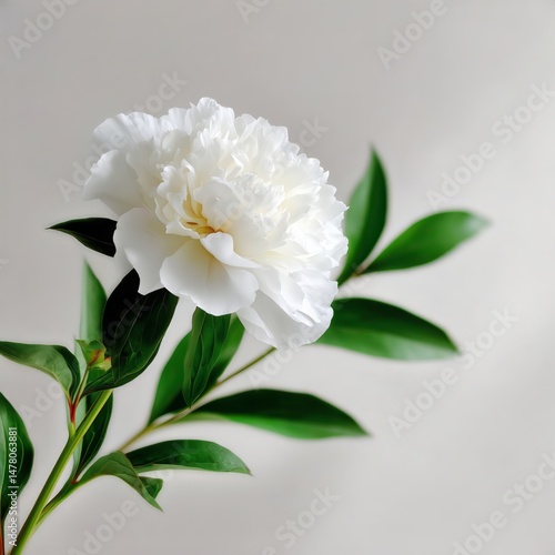 Elegant White Peony Flower Captured Against a Soft Background Showcasing Natu...